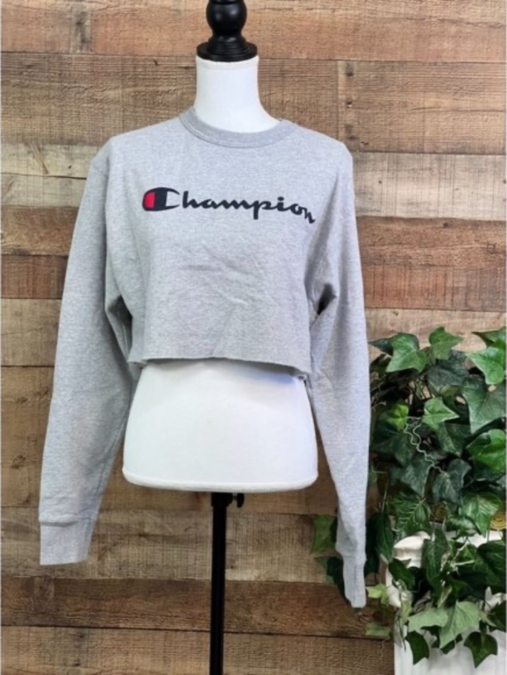 Women's Size Medium Gray Champion Cropped Sweatshirt